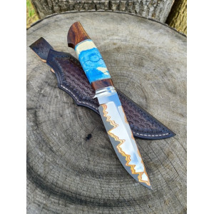 ЗОЛОТИЙ СТРУМОК ніж ручної роботи майстра студії MV Knify, сталь ді90мп в ламінаті 95х18 через нікель мідь і латунь, 63 HRC. Photo 3